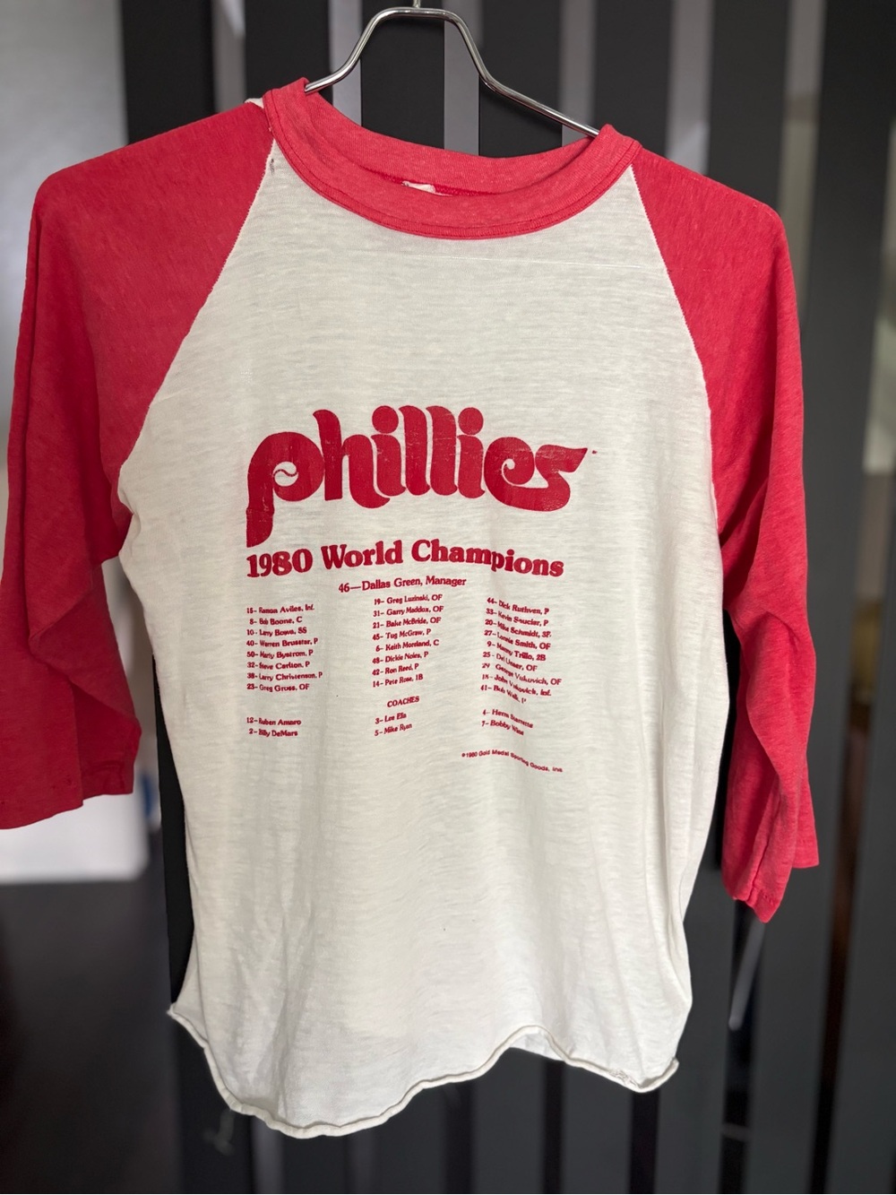 Phillies 1980 World Champions Raglan Tee - Red/White